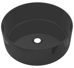 Okrúhle keramické umývadlo, čierne, 40x15 cm