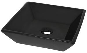 Štvorcové keramické umývadlo čierne 41,5x41,5x12 cm