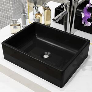 Keramické umývadlo, obdĺžnikové, čierne, 41x30x12 cm