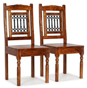 Jedálenské stoličky 2 ks, masív a sheeshamové drevo, klasické