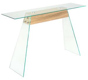 Prístavný stolík, MDF a sklo, 120x30x76 cm, dubová farba