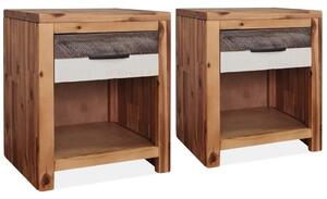 Nočné stolíky, 2 ks, masívne akáciové drevo, 40x30x48 cm