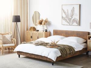 Panelová posteľ EU king size 160x200 cm s roštom hnedá imitácia kože súčasný dizajn