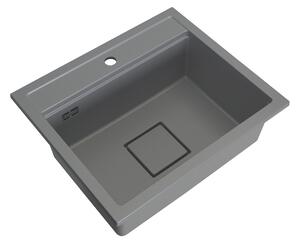 Gamma Quadro 5850, 1-komorový granitový drez 580x495x220 mm, šedá, GMA-ZLE000233