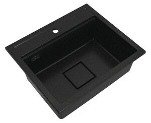 Gamma Quadro 5850, 1-komorový granitový drez 580x495x220 mm, čierna-zlatá, GMA-ZLE000232