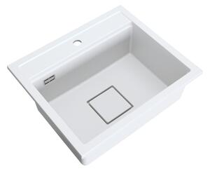 Gamma Quadro 5850, 1-komorový granitový drez 580x495x220 mm, biela, GMA-ZLE000234