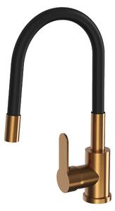 Gamma Flex 2000, stojanková drezová batéria s flexibilným ramenom, čierna-medená matná, GMA-BFX-2000BRGD