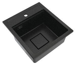 Gamma Quadro 4550, 1-komorový granitový drez 450x495x220 mm, čierna-zlatá, GMA-ZLE000222