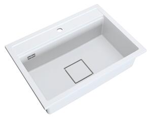 Gamma Quadro 7050, 1-komorový granitový drez 700x500x220 mm, biela, GMA-ZLE000236