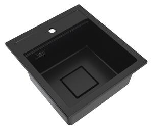 Gamma Quadro 4550, 1-komorový granitový drez 450x495x220 mm, čierna, GMA-ZLE000217