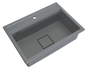 Gamma Quadro 7050, 1-komorový granitový drez 700x500x220 mm, šedá, GMA-ZLE000240