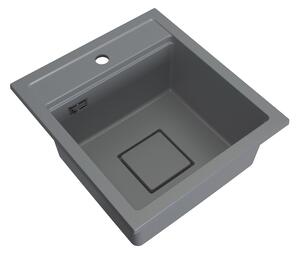 Gamma Quadro 4550, 1-komorový granitový drez 450x495x220 mm, šedá, GMA-ZLE000221
