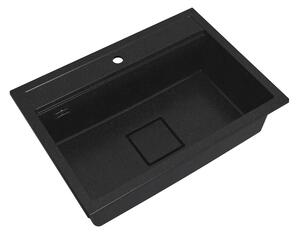 Gamma Quadro 7050, 1-komorový granitový drez 700x500x220 mm, čierna škvrnitá, GMA-ZLE000238