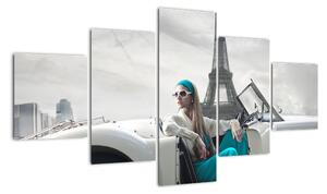 Obraz ženy u Eiffelovej veže (Obraz 125x70cm)