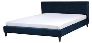 Panelová posteľ EU super king size 180x200 cm s roštom modrá zamatová súčasný dizajn
