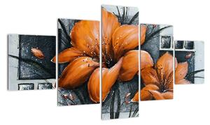 Obraz oranžovej kvety (Obraz 125x70cm)