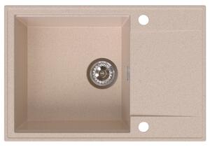Sink Quality Sink55, kuchynský granitový drez 680x460x215 mm + chrómový sifón, béžová, SKQ-SINK.P.1KDO.X