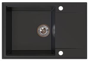 Sink Quality Sink55, kuchynský granitový drez 680x460x215 mm, čierna, SKQ-SINK.C.1KDO