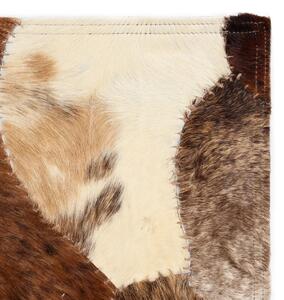 Patchwork koberec z kúskov kože, 80x150 cm, hnedo-biely