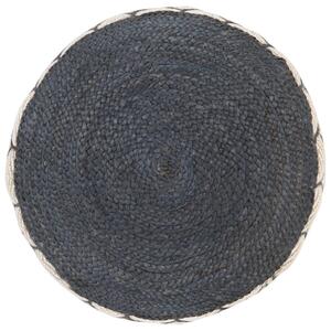 Tkaná/pletená taburetka, juta a bavlna 50x30 cm modrá