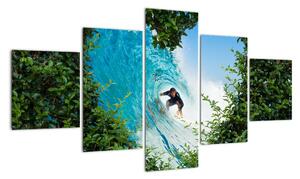 Abstraktný obraz surfistov (Obraz 125x70cm)