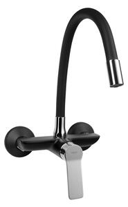 Aqualine Aqualine, SINTRA nástenná batéria 3/4", flexibilné ramienko, čierna mat/chróm, SX013-70