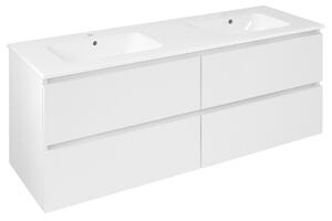 Sapho Sapho, EZARA dvojumývadlová skrinka 140x55x46cm, biela lesk, EZ141-3030