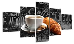 Káva s croissantom - obraz (Obraz 125x70cm)