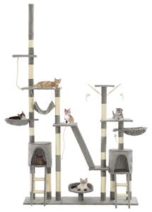 Škrabadlo pre mačky so sisalovými stĺpikmi 230-250 cm sivé