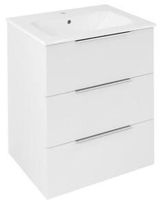 Sapho Sapho, CIRASA umývadlová skrinka 59,2x75x46cm, 3x zásuvka, biela lesk, CR631-3030