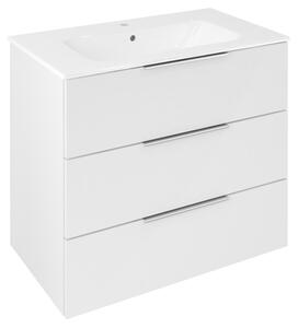 Sapho Sapho, CIRASA umývadlová skrinka 79,8x75x46cm, 3x zásuvka, biela lesk, CR831-3030