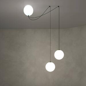 Maytoni LED závesné svietidlo Twins, čierne, sklo, Ø 20 cm, Biela / opálová, Obývacia izba / jedáleň, Sklo, Moderný, Závesné svietidlo