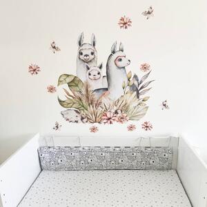 INSPIO-textilná prelepiteľná nálepka - Nálepky na stenu - Alpaky s kvetmi