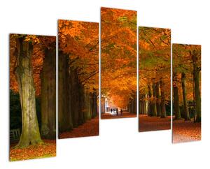 Obraz cesty lesom na jeseň (Obraz 125x90cm)