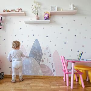 INSPIO-textilná prelepiteľná nálepka - Nálepky na stenu pre dievčatá - Kopce plné rastliniek