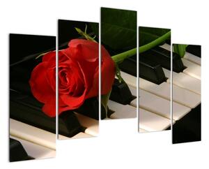 Obraz ruže na klavíri (Obraz 125x90cm)