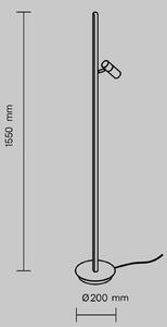 Maytoni LED stojacia lampa Thin, čierne, hliník, výška 155 cm, stmievateľné, Čierna, Obývacia izba / jedáleň, Hliník, Moderný