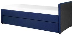 Rozkladacia posteľ modré látkové čalúnenie EU single size 90x200 cm posteľ pre hostí prístelka