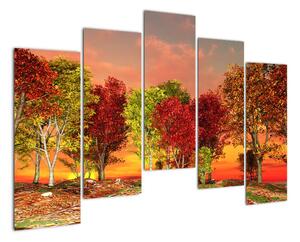 Obraz prírody - farebné stromy (Obraz 125x90cm)