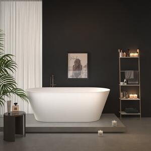 Erga Rhea, voľne stojaca vaňa 130x70 cm + odtoková zátka, biela lesklá, ERG-RHEA-130070-WH-WH