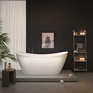 Erga Lina, voľne stojaca vaňa 150x73 cm + odtoková zátka, biela lesklá, ERG-LINA-150073-WH-WH