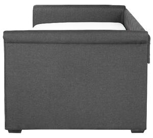 Rozkladacia posteľ sivá čalúnená EU single size 90x200 cm posteľ pre hostí s gombíkmi