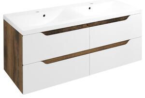 Sapho Sapho, WAVE dvojumývadlová skrinka 119,7x50x47,8cm, biela/dub collingwood, WA120-3019