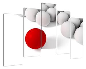 Červená guľa medzi bielymi - abstraktný obraz (Obraz 125x90cm)