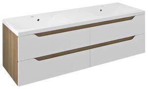 Sapho Sapho, WAVE dvojumývadlová skrinka 149,7x50x47,8cm, biela/dub cuneo, WA150-3025