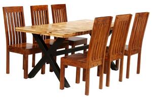 Súprava jedálenského stola 7-dielna, akáciové a mangové drevo