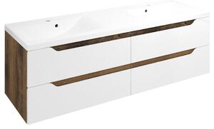 Sapho Sapho, WAVE dvojumývadlová skrinka 149,7x50x47,8cm, biela/dub collingwood, WA150-3019