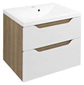 Sapho Sapho, WAVE umývadlová skrinka 60x65x47,8cm, biela/dub cuneo, WA060-3025
