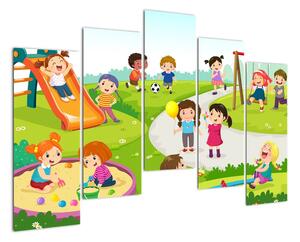 Detský obraz - deti na ihrisku (Obraz 125x90cm)