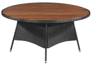 Záhradný stôl 150x74 cm, polyratan a akáciový masív